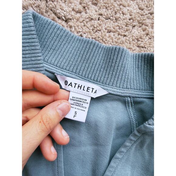 Athleta EastBound V-Neck Pullover Sweatshirt Teal Small Lightweight Layer Lounge - Picture 7 of 10